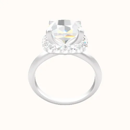 Knife Edge Engagement Ring With Halo Head