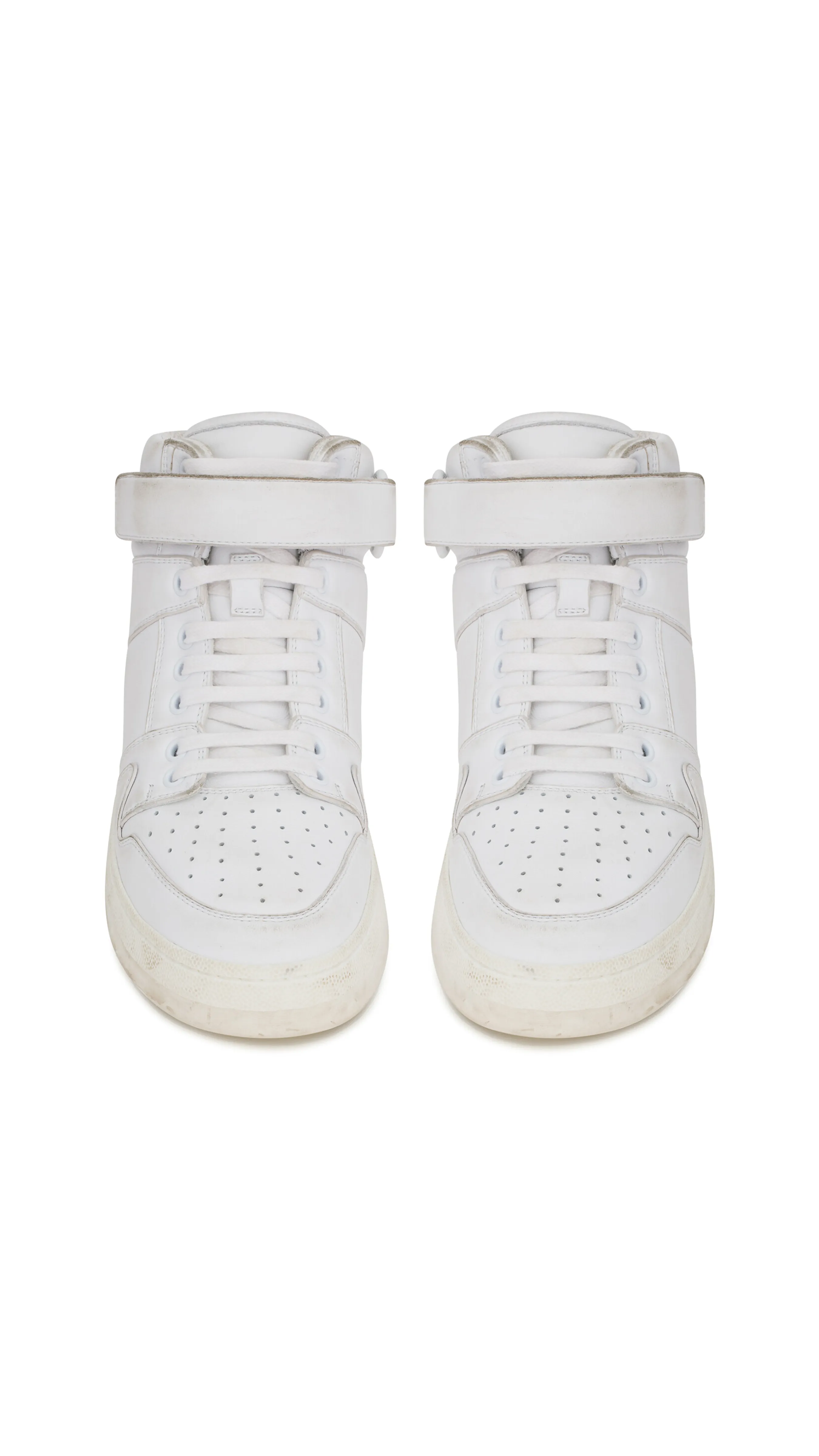 LAX Sneakers in Washed-out Effect Leather - Optic White