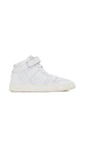 LAX Sneakers in Washed-out Effect Leather - Optic White