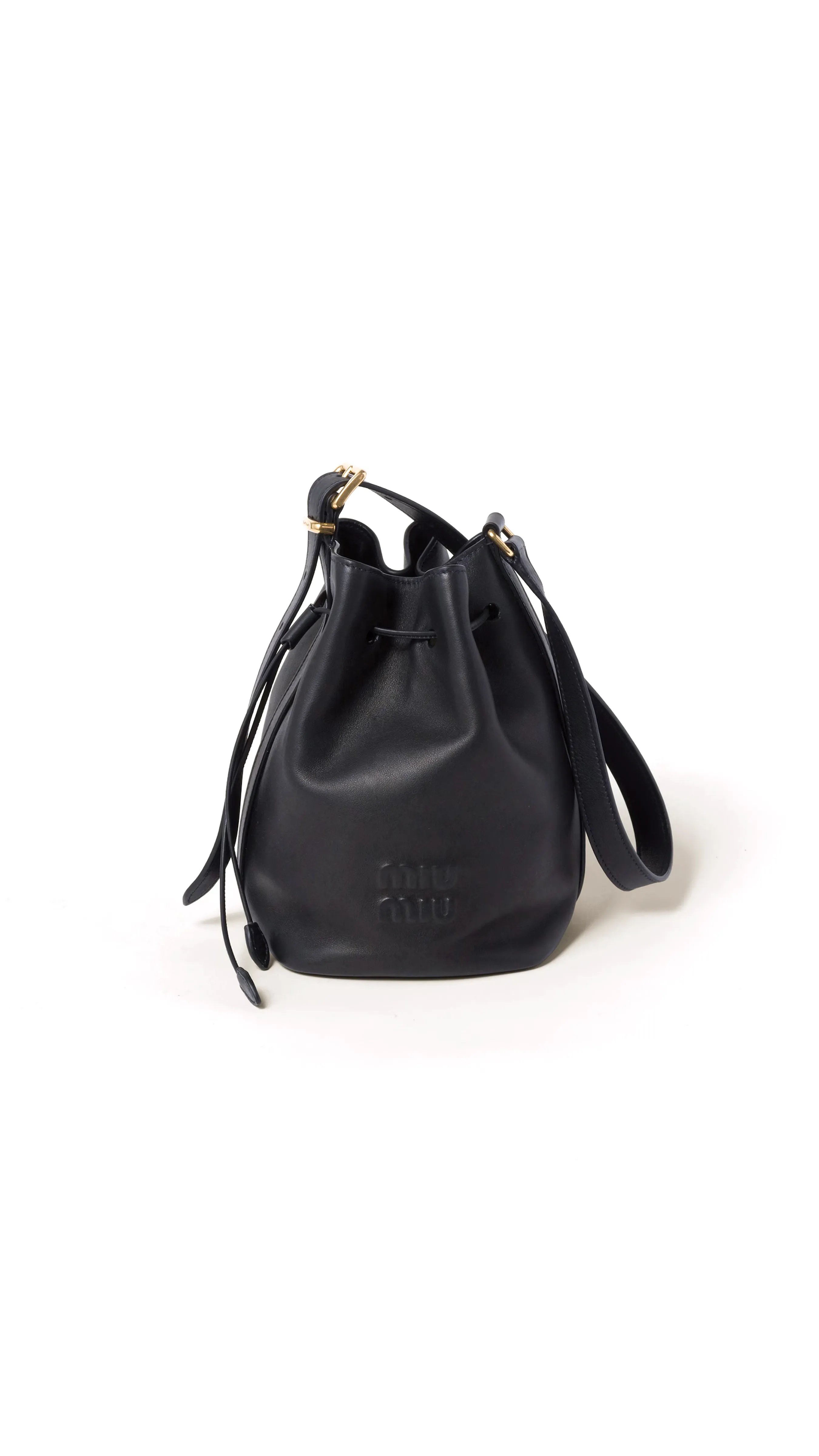 Leather Bucket Bag - Black