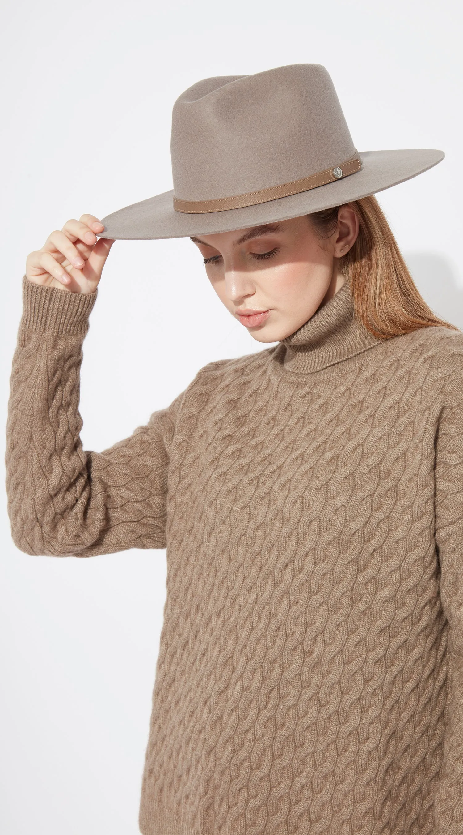 Luxy Wool Fedora Hat - Taupe/Taupe