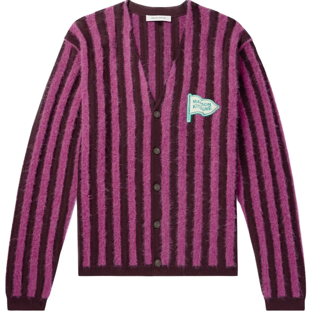 MAISON KITSUNE  |Stripes Unisex Nylon Logo Designers Cardigans