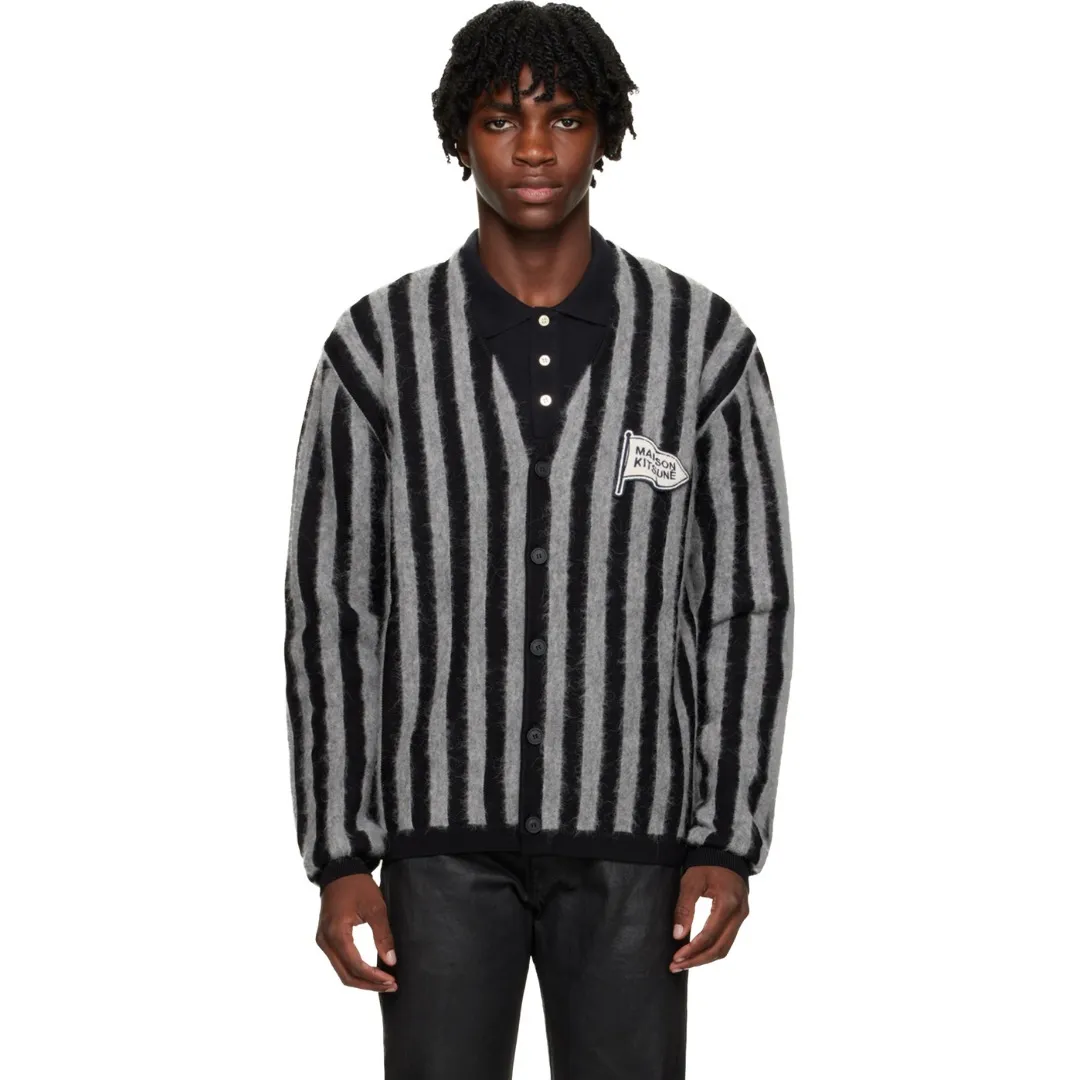 MAISON KITSUNE  |Stripes Unisex Nylon Logo Designers Cardigans