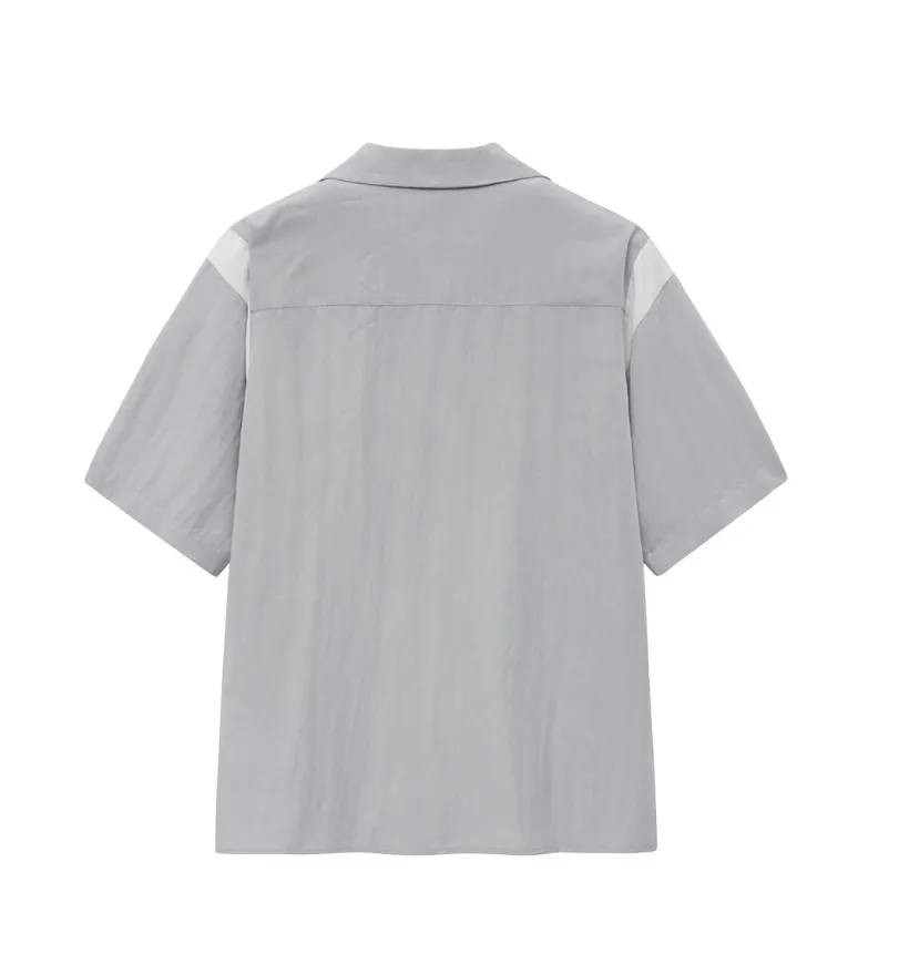 Marithe + Francois Girbaud  |[MARITHE]★VARSITY OPEN COLLAR HALF SLEEVE SHIRT