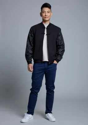 Men's Brocade Bomber Jacket (Black)