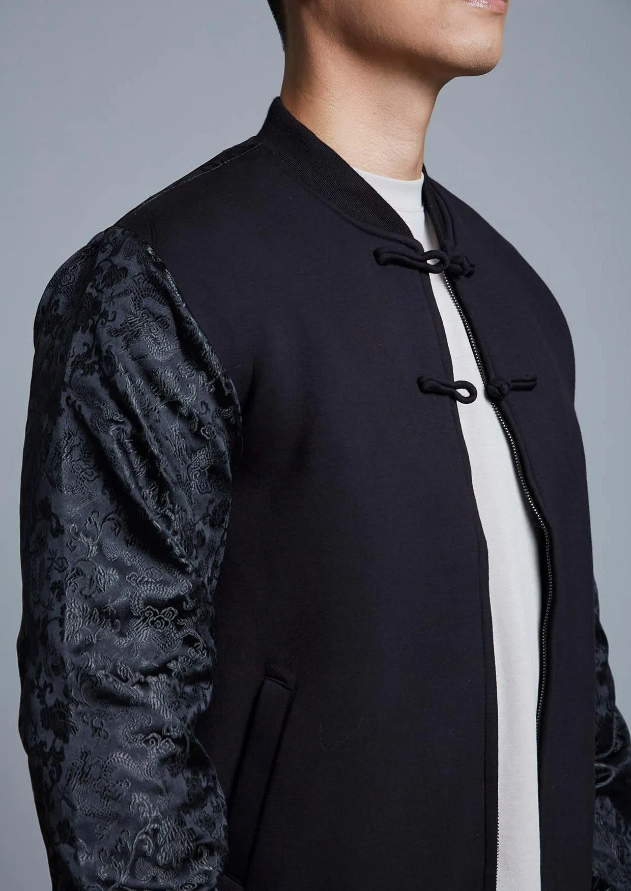 Men's Brocade Bomber Jacket (Black)