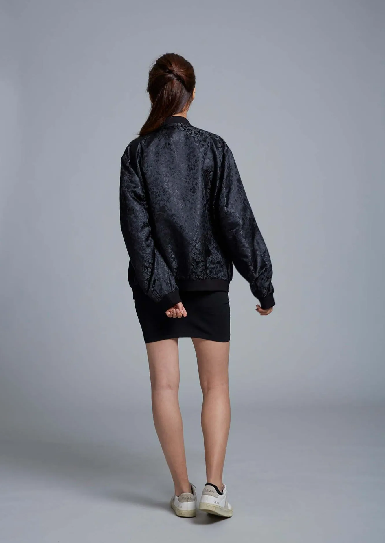 Men's Brocade Bomber Jacket (Black)