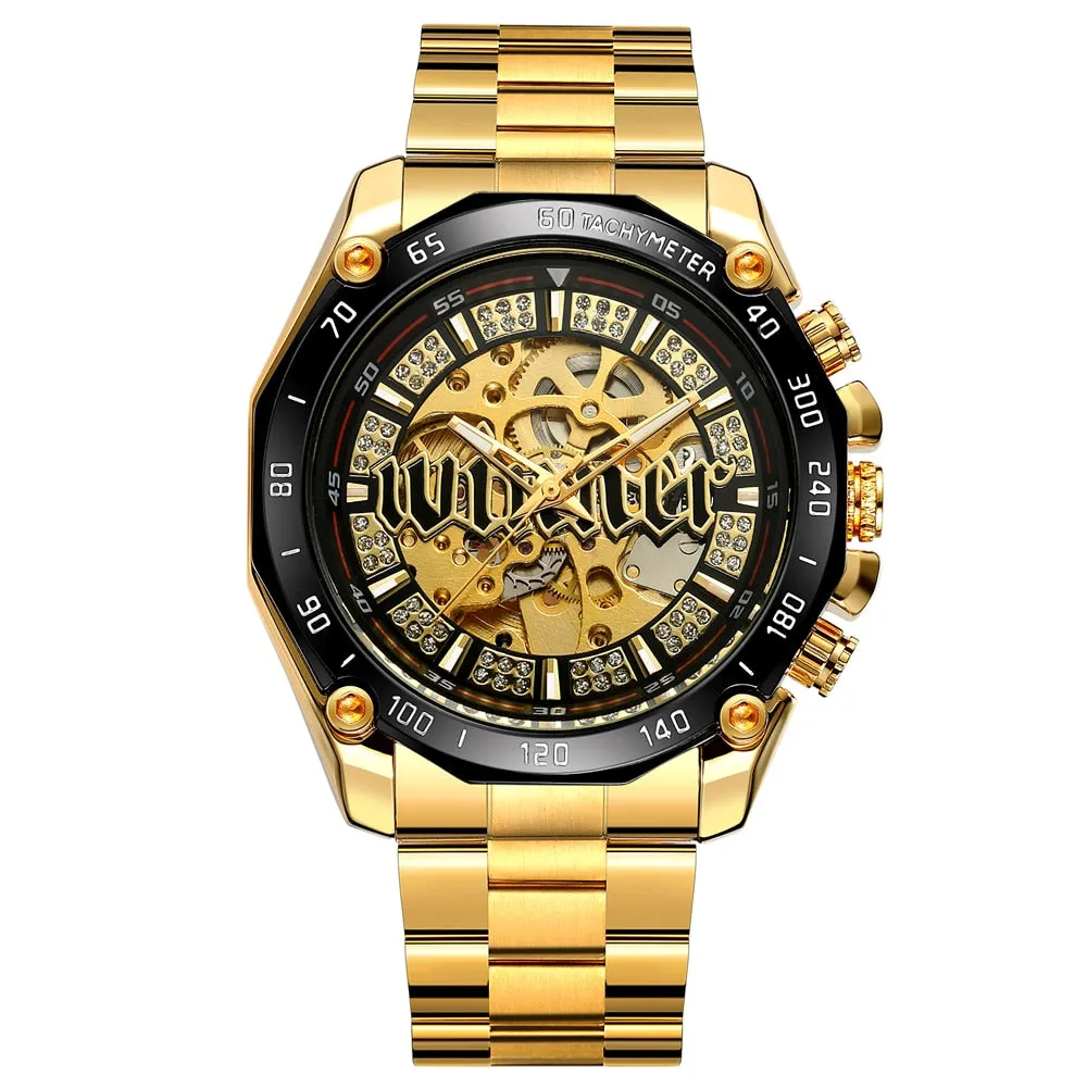 Men's Luxury Casual Golden Skeleton Automatic Mechanical Wristwatch