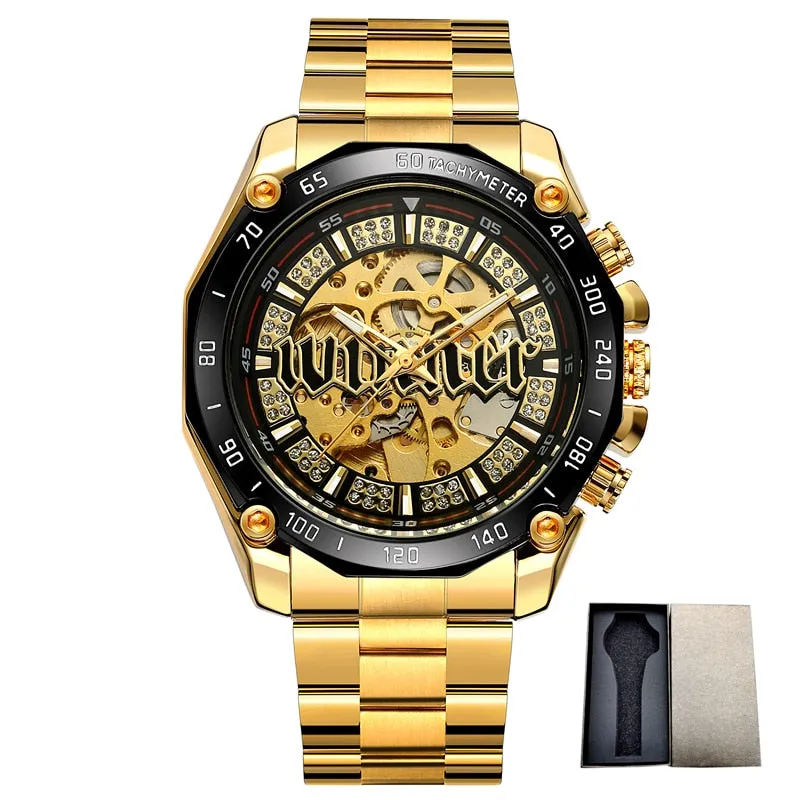 Men's Luxury Casual Golden Skeleton Automatic Mechanical Wristwatch