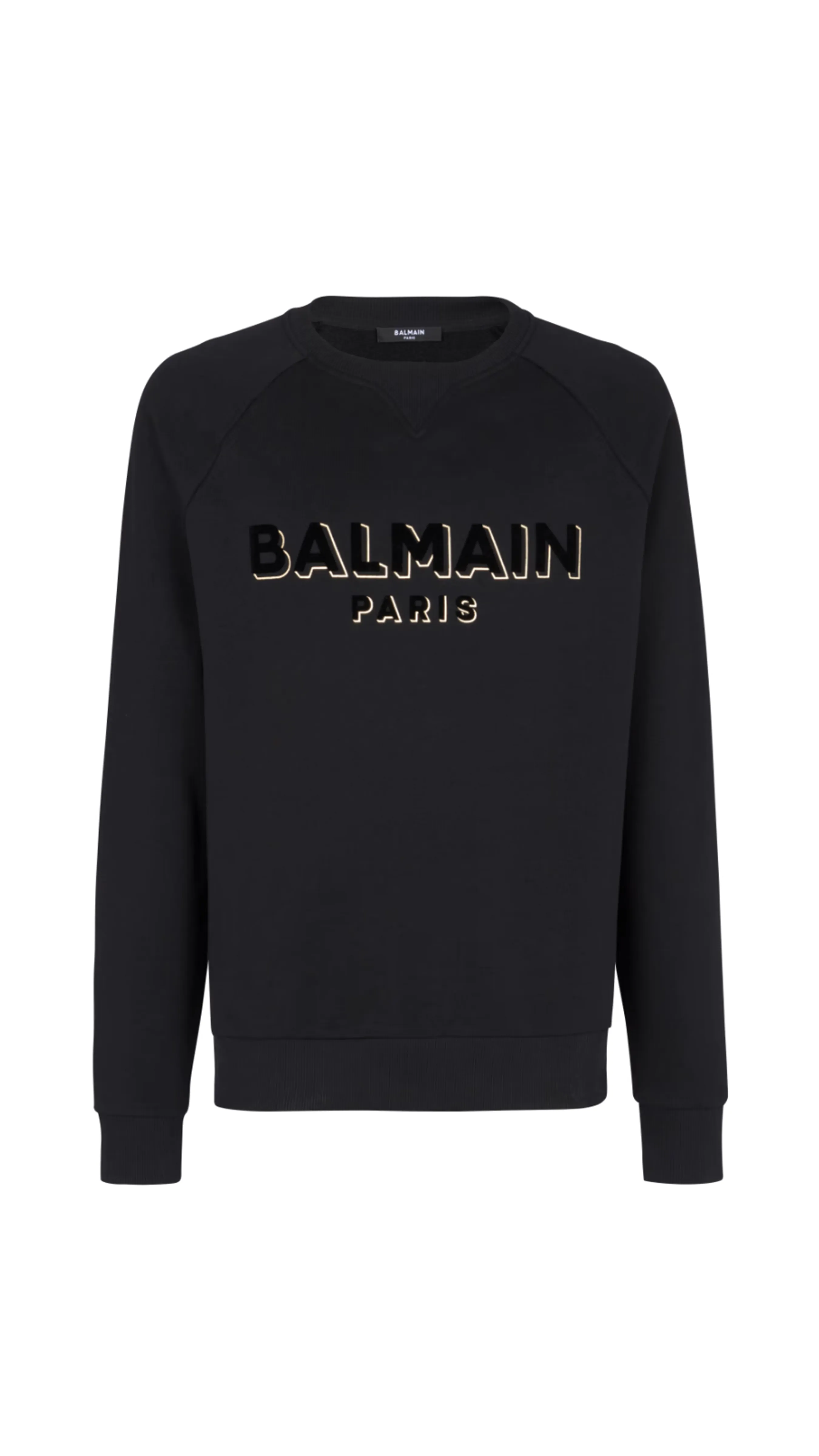 Metallic Flocked Balmain Sweatshirt - Black