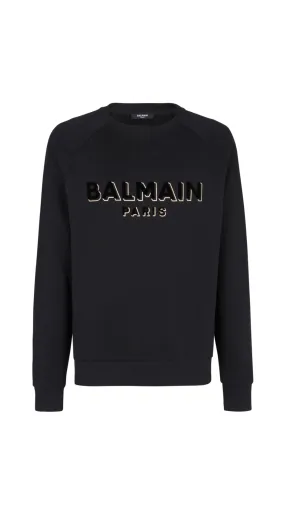 Metallic Flocked Balmain Sweatshirt - Black