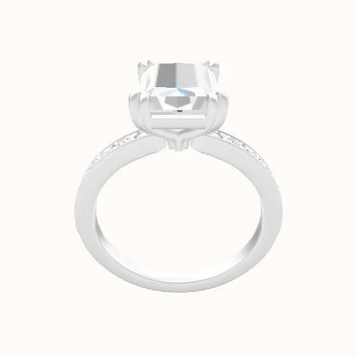 Micropave Engagement Ring With Double Prongs Head