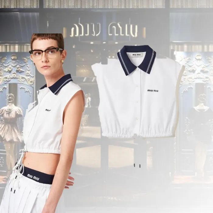 MiuMiu  |Casual Style Sleeveless Cotton Elegant Style Bridal Logo