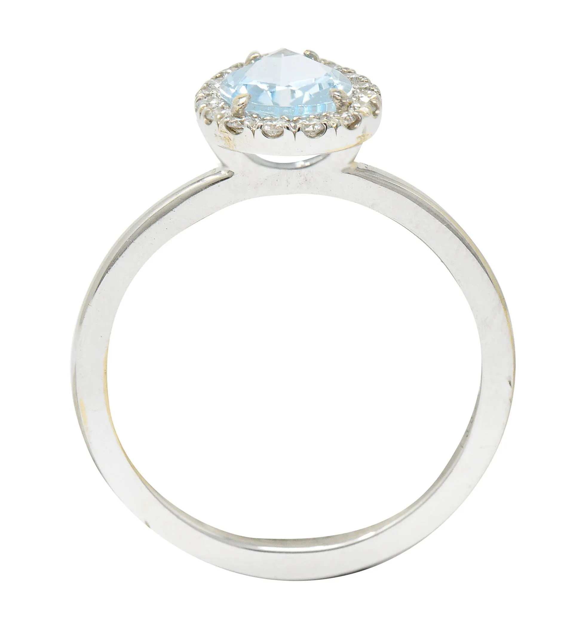 Modern Pear Cut Aquamarine Diamond Halo 18 Karat White Gold Ring