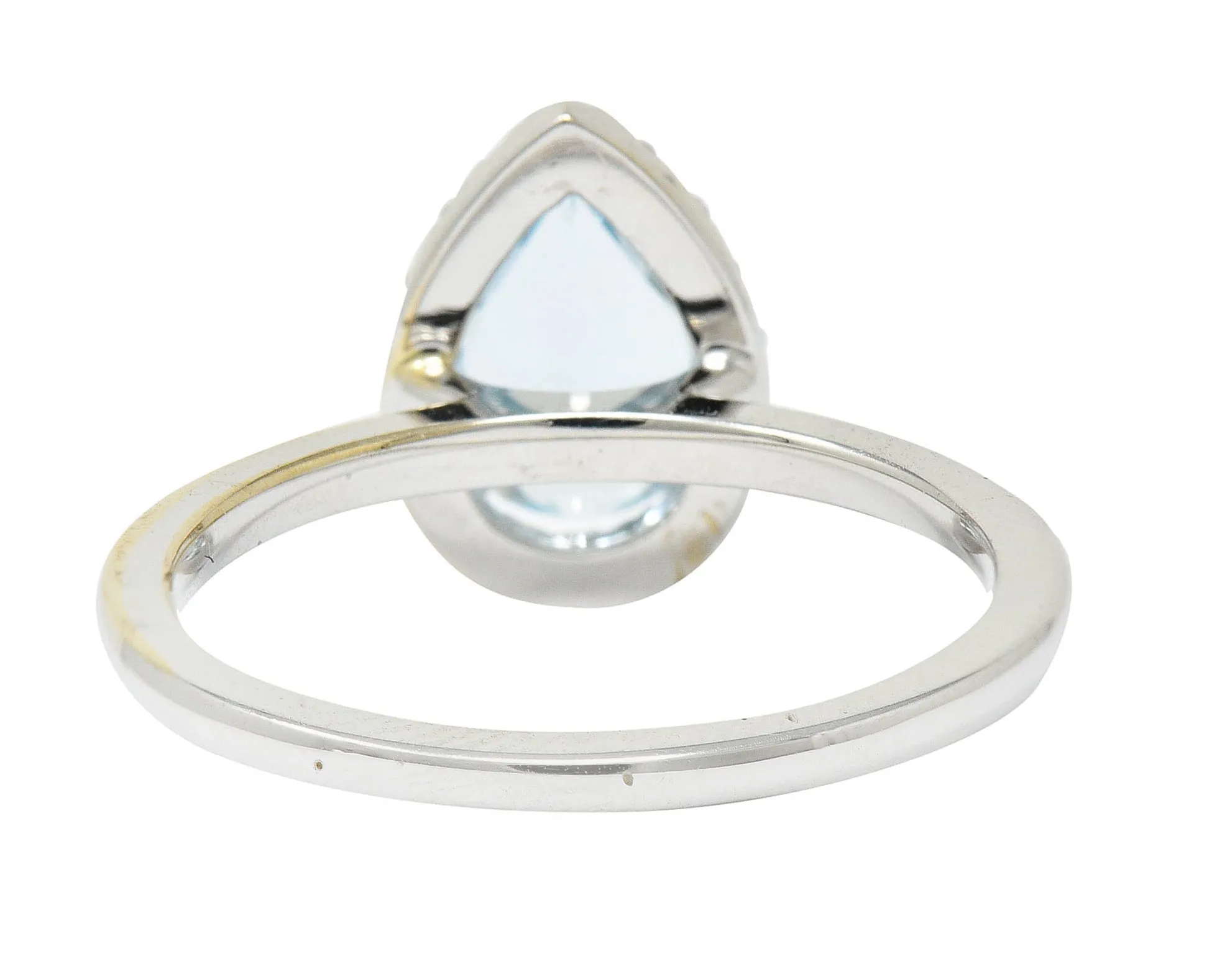 Modern Pear Cut Aquamarine Diamond Halo 18 Karat White Gold Ring