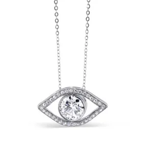 Moissanite “Evil Eye” 1ctw Round Colorless Pendant in 18k White Gold 