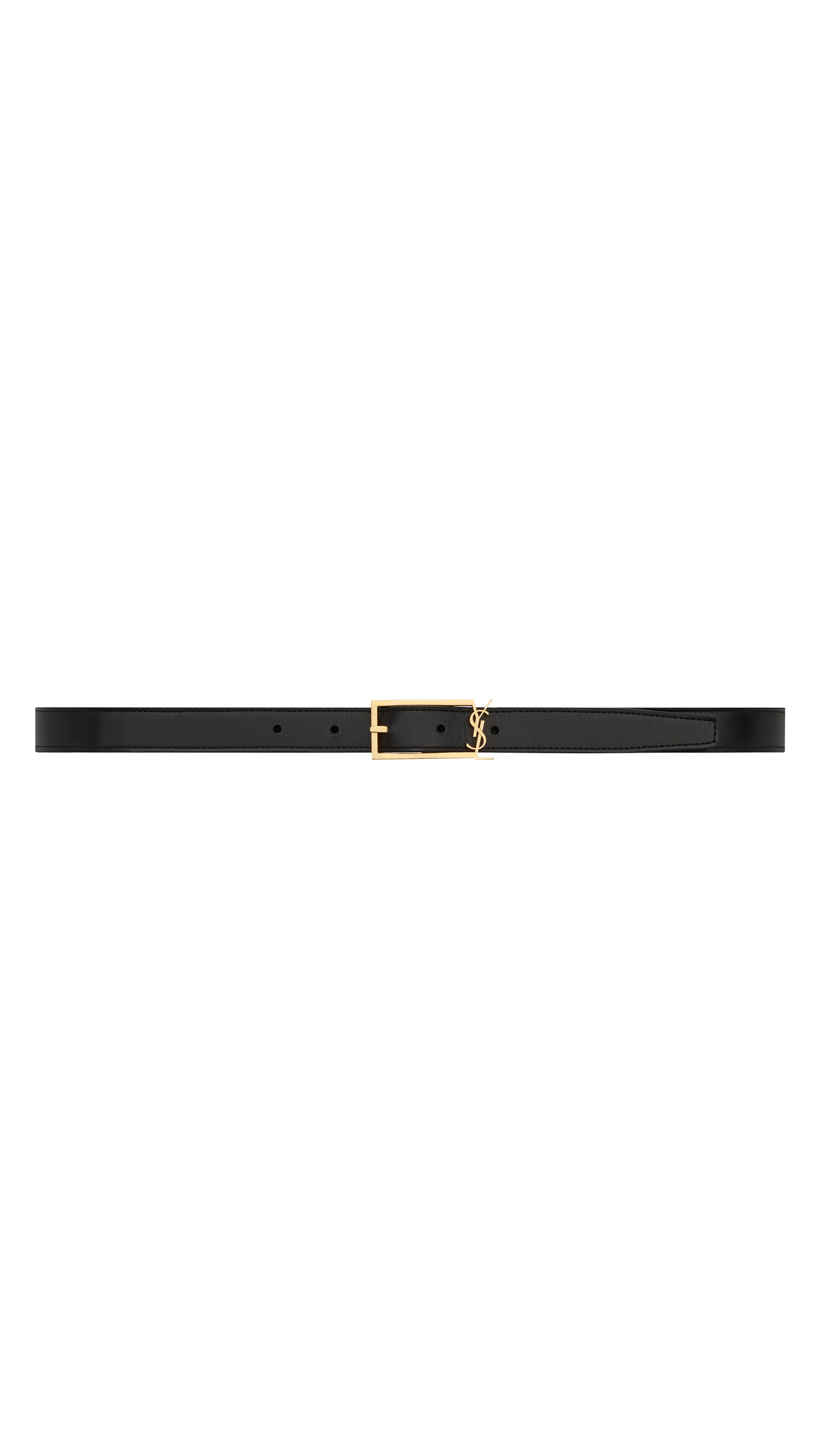 New Cassandre Buckle Belt in Smooth Leather - Black