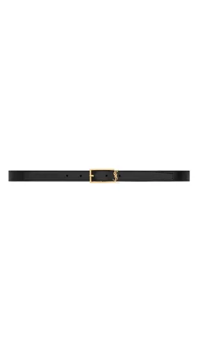 New Cassandre Buckle Belt in Smooth Leather - Black