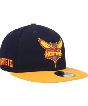 New Era Men's NBA Navy/Gold Charlotte Hornets Midnight 59FIFTY Fitted Hat