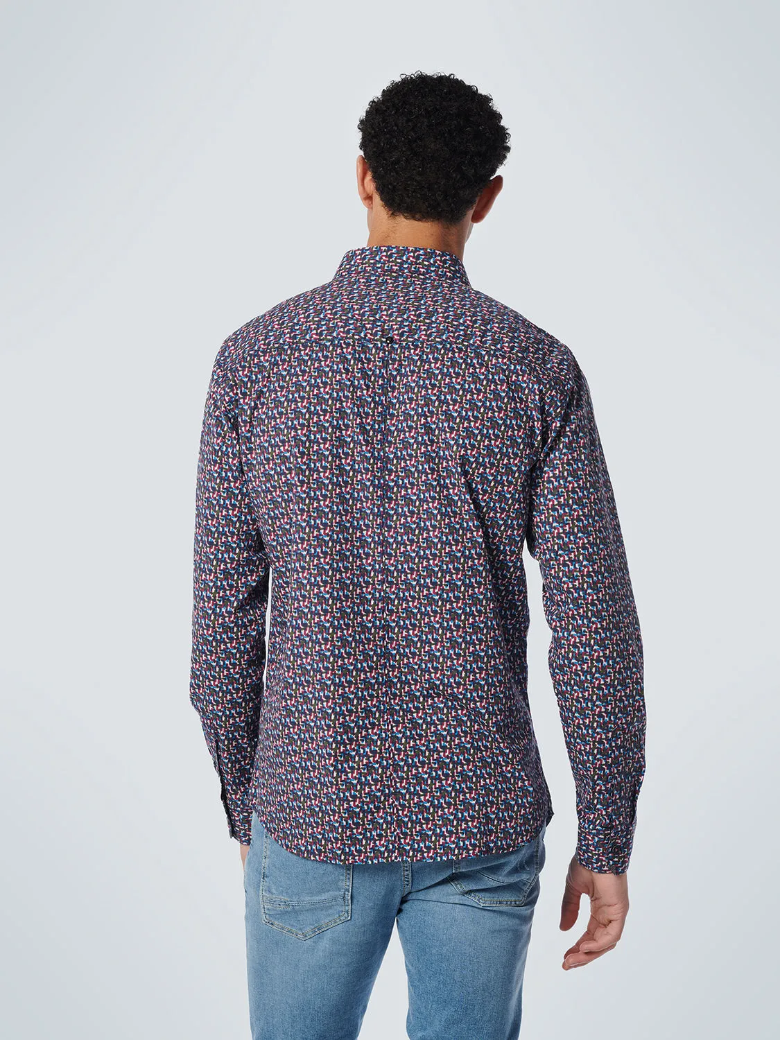 No Excess - Allover Print Stretch Shirt - Mauve