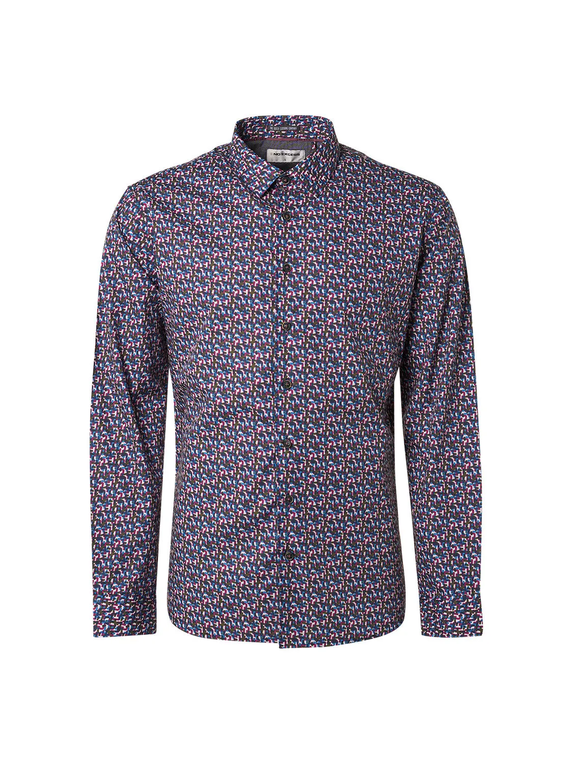 No Excess - Allover Print Stretch Shirt - Mauve