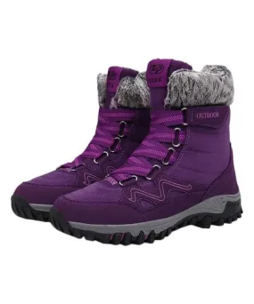 Pattrily Purple Faux Fur-Cuff Winter Boot