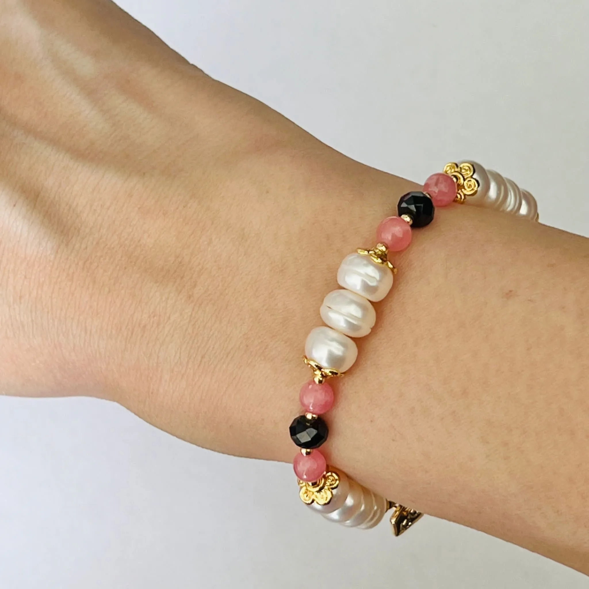 Pearls & Rhodochrosite Diadem Bracelet