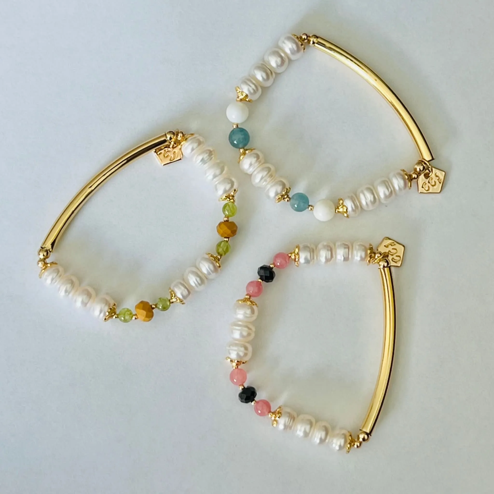 Pearls & Rhodochrosite Diadem Bracelet