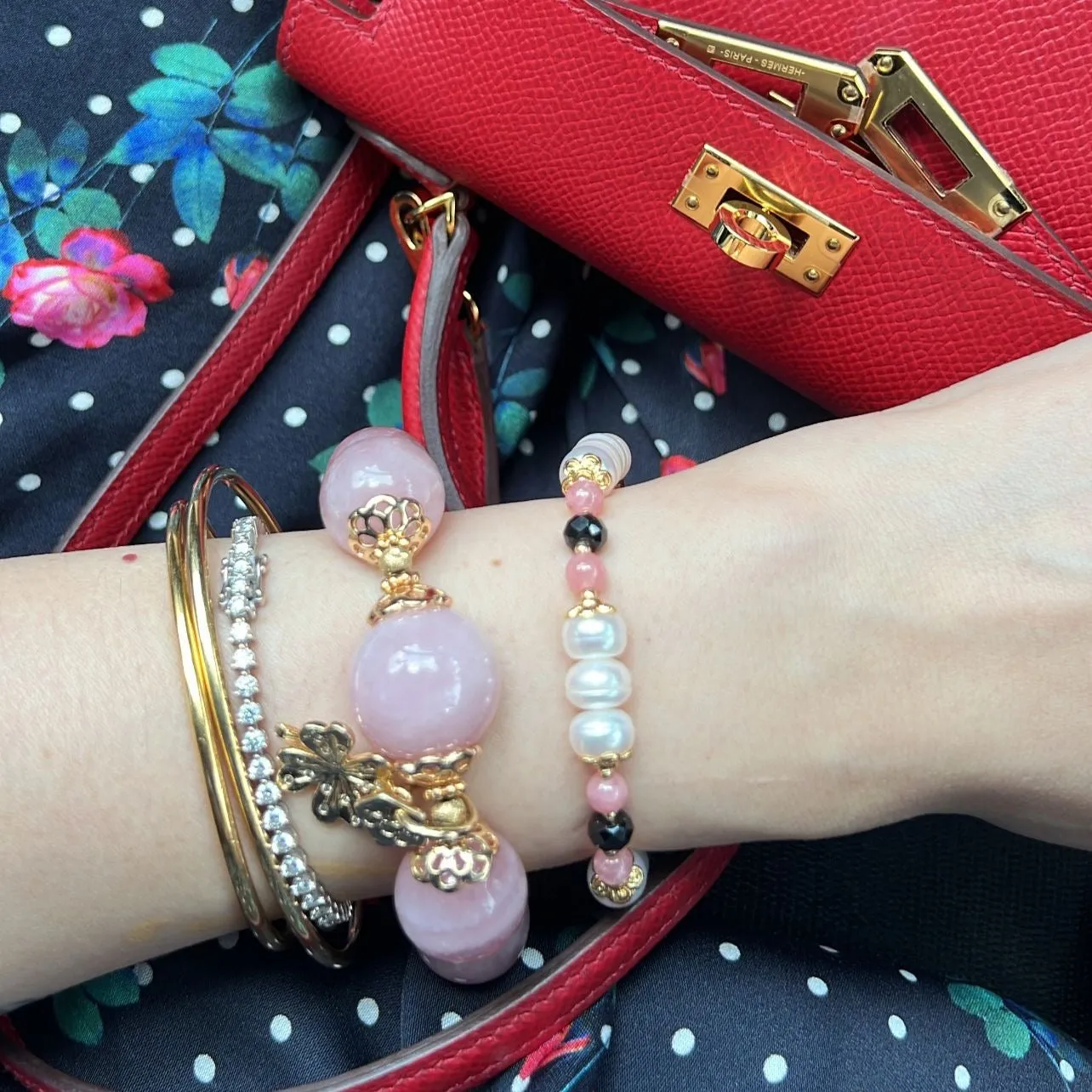 Pearls & Rhodochrosite Diadem Bracelet