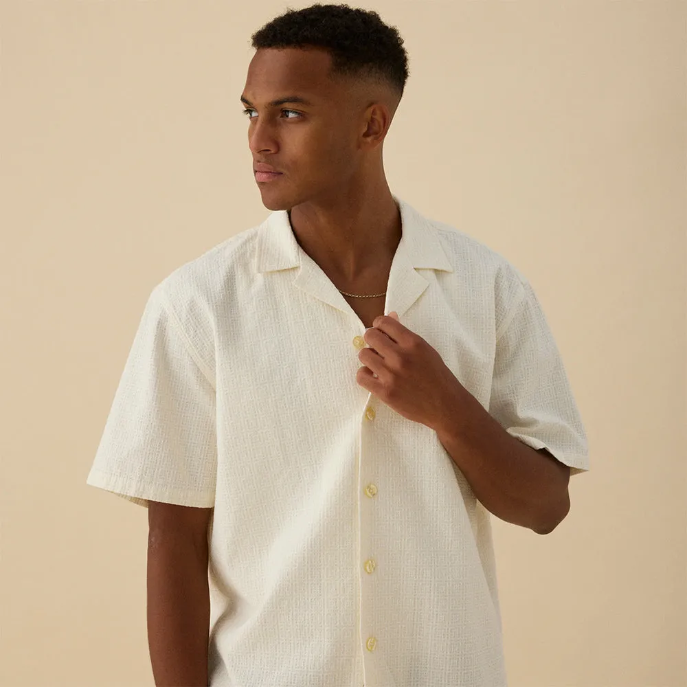 Peer Jacquard Vacation S/S Shirt - Cloud