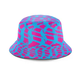 Pink and Blue Squiggly Rave Checkered Bucket Hat