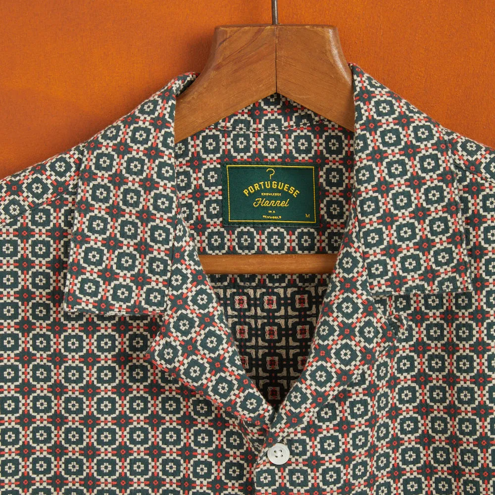 Portuguese Tile S/S Vacation Shirt - Green/Orange