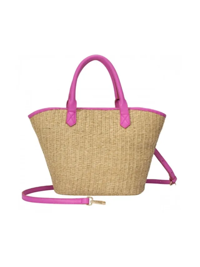 Rattan Bucket Bag - Fuchsia