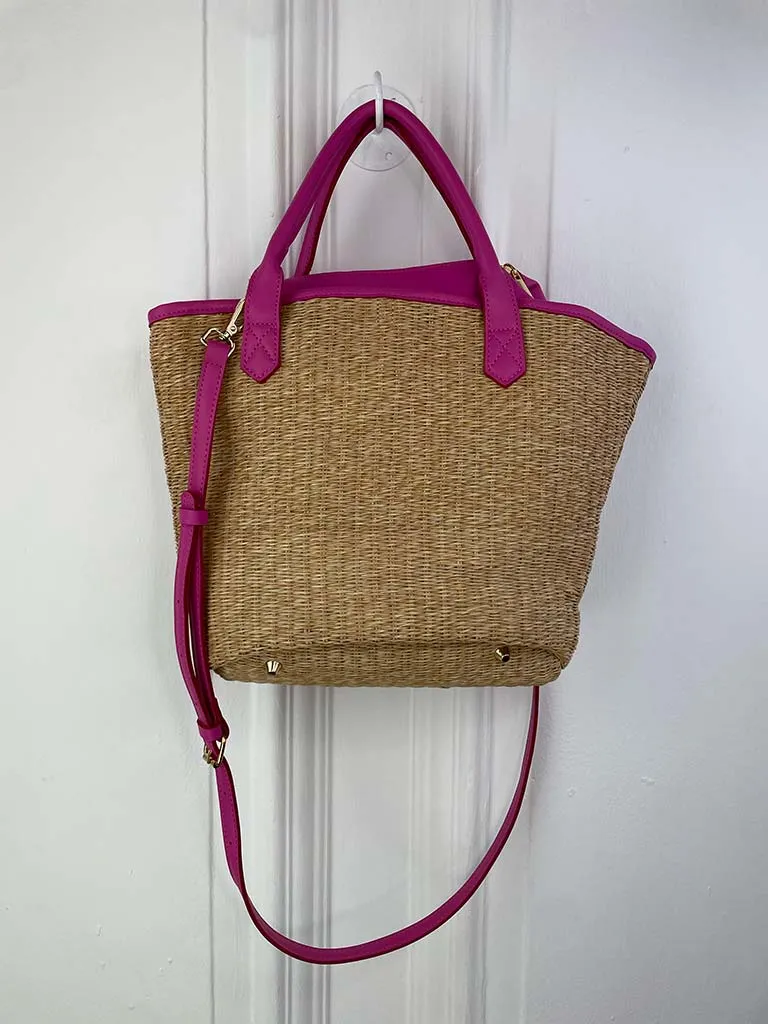 Rattan Bucket Bag - Fuchsia