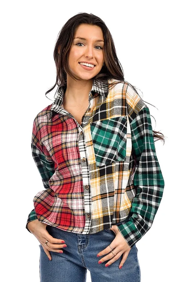 RD Style Alison Cropped Colour Block Flannel