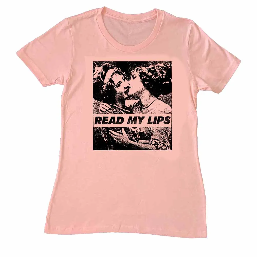 Read My Lips Vintage Women Femme fit T-Shirt Supporting Rainbow Railroad