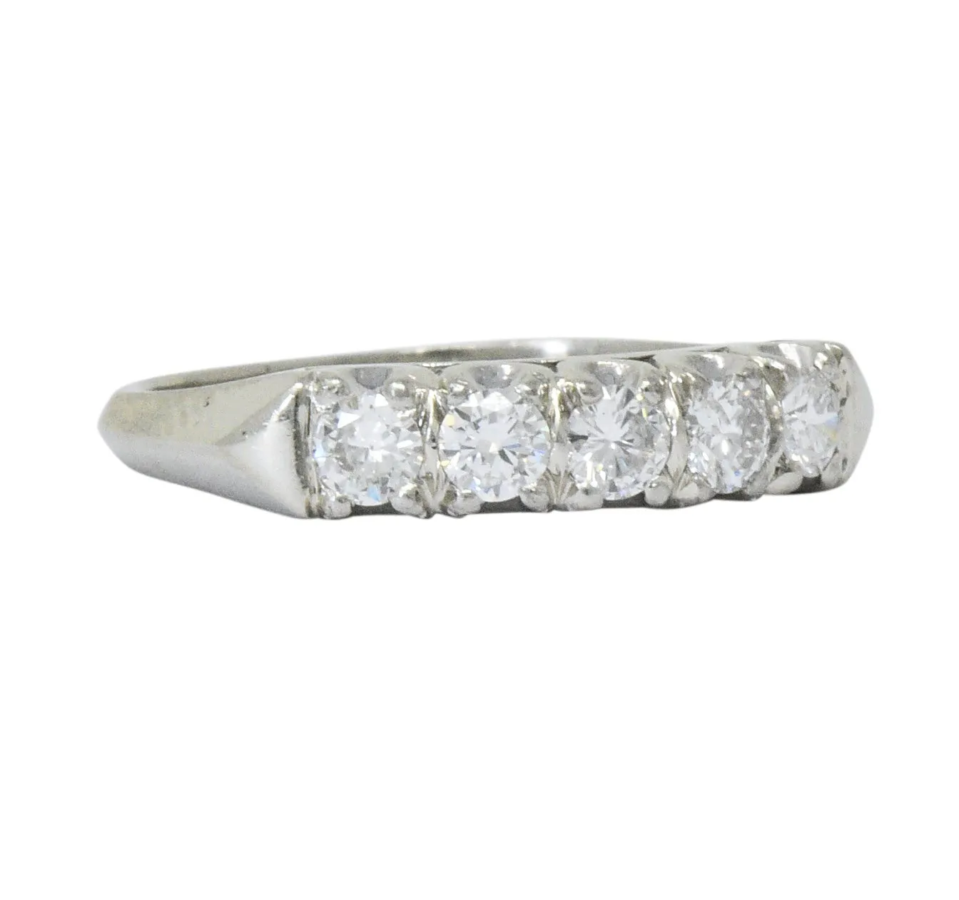 Retro 0.50 CTW Diamond 14 Karat White Gold Stackable Anniversary Band Ring