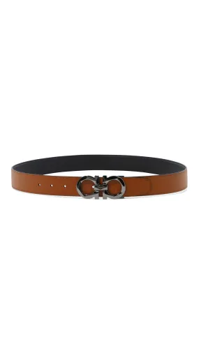 Reversible and Adjustable Gancini Belt - Brown/Black