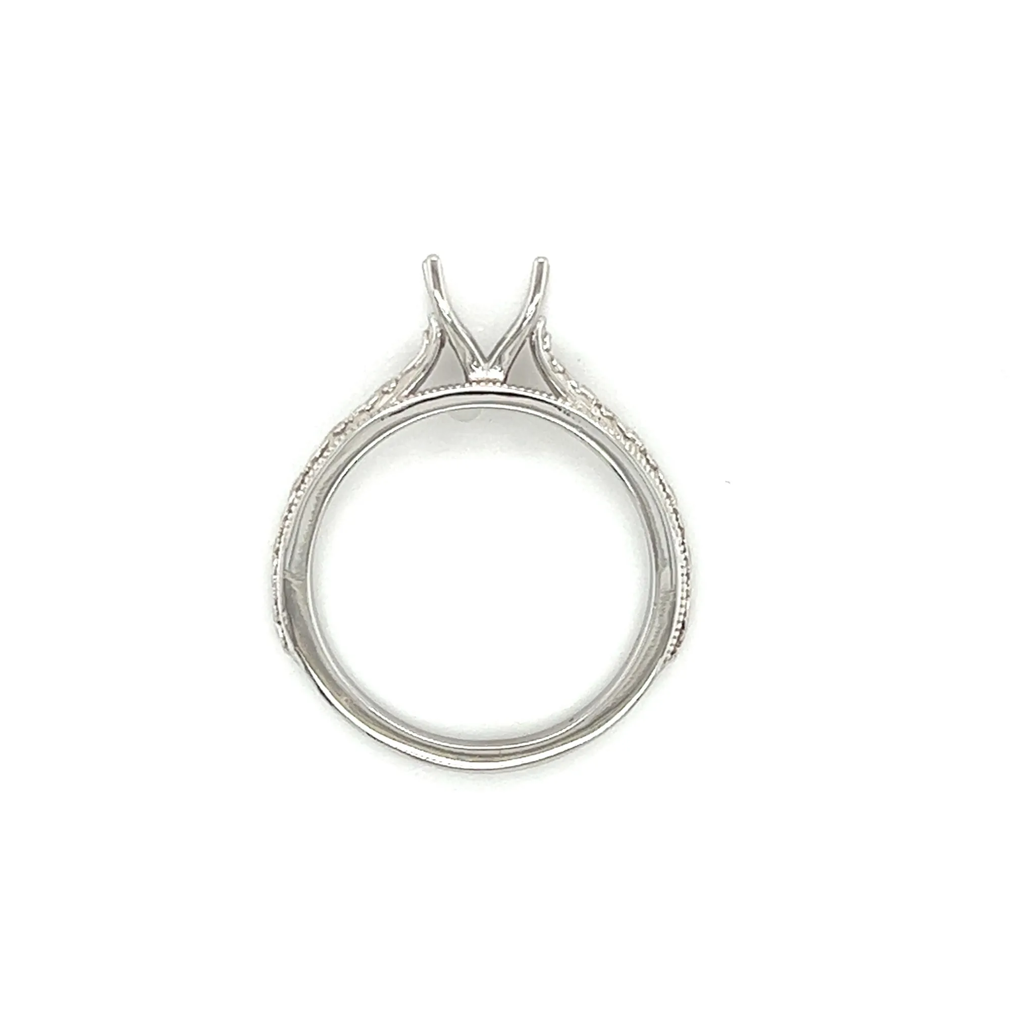 Ring Setting with Embossed Details in 14K White Gold