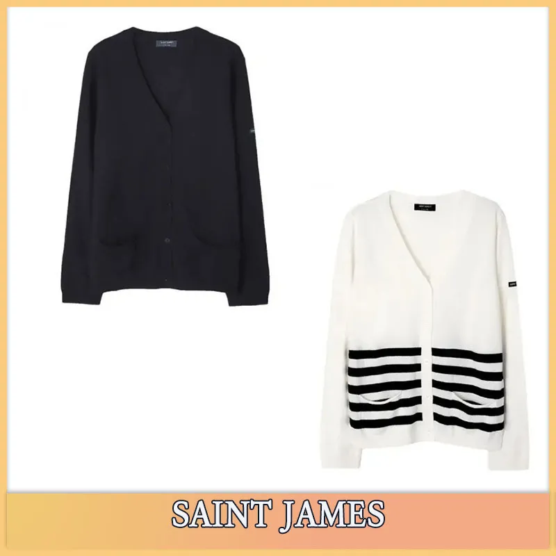 SAINT JAMES  |Unisex Street Style Cotton Logo Cardigans