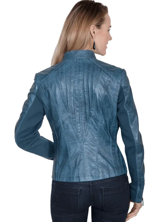 Scully Women's Blue Lamb Leather Jacket L1084-BLU