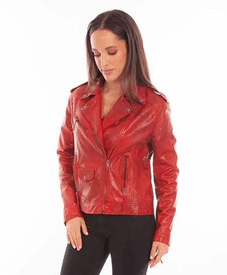 Scully Women's Red Lamb Leather Jacket L1105