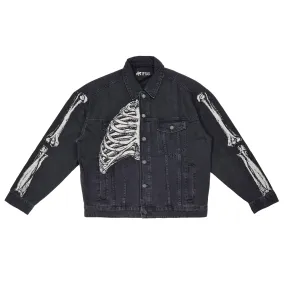 Skull Denim Black Jacket