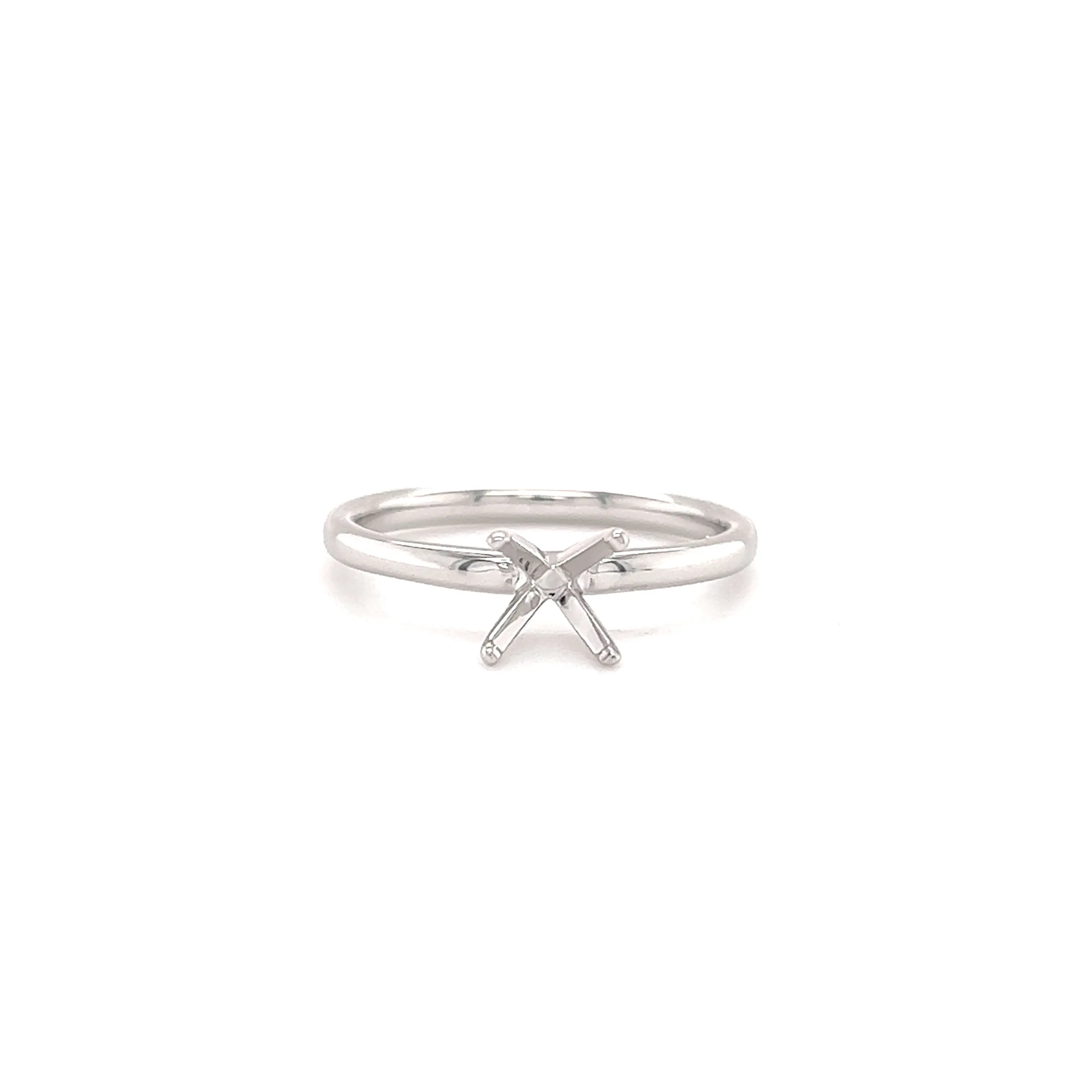 Solitaire Ring Setting with Four Prong Head in 14K White Gold