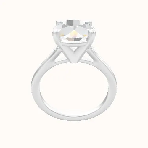 Split Cathedral Engagement Ring With High Set Four Prong Head