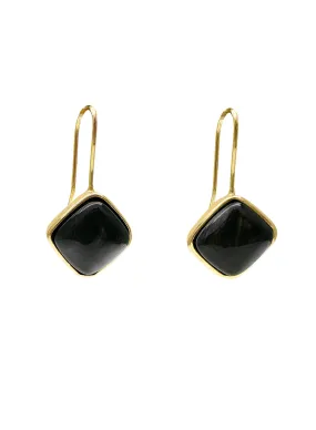 Stylish Square Black Obsidian Hook Earrings LE041