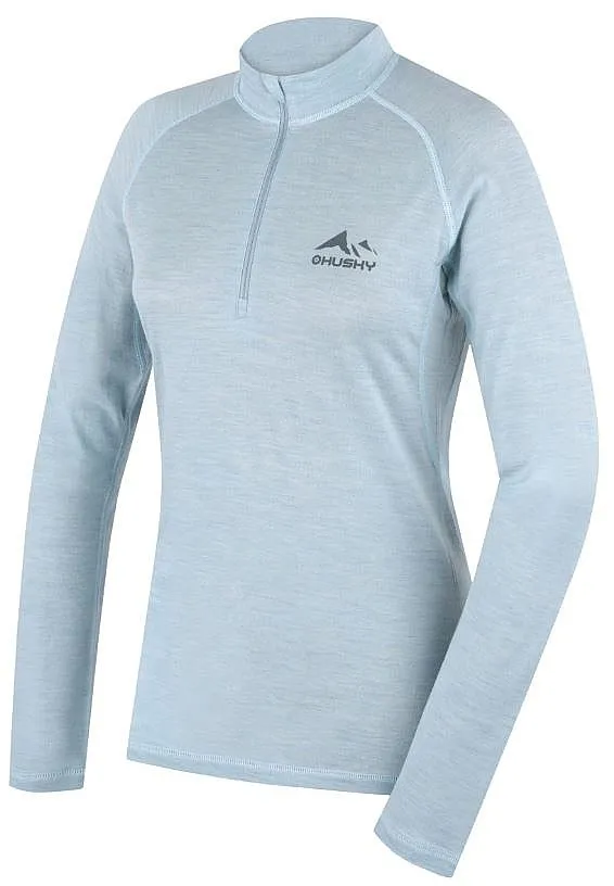 T-Shirt Husky Merino Merow Zip LS - Faded Mint - women´s