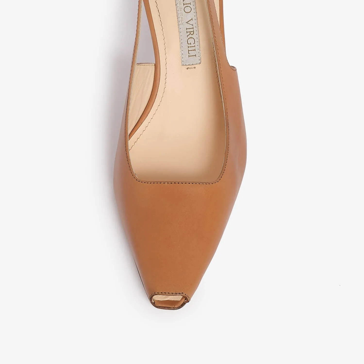 Tan women's leather slingback décolleté