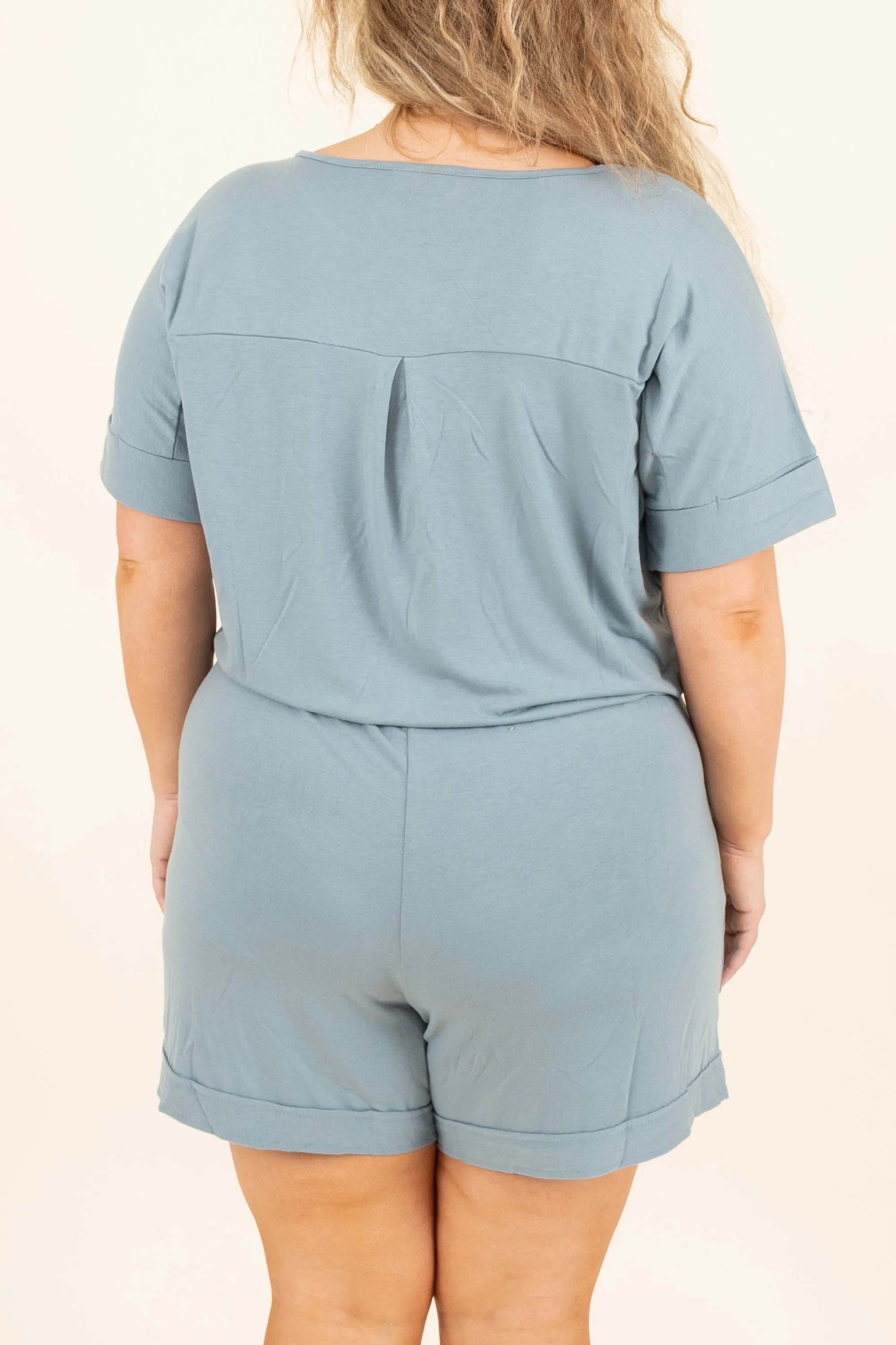 The Best Attitude Romper, Blue Grey