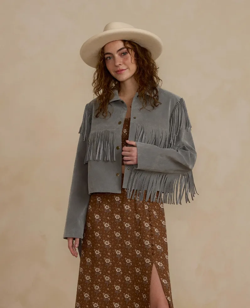 The Fringe Jacket by Rylee + Cru - Dusty Blue